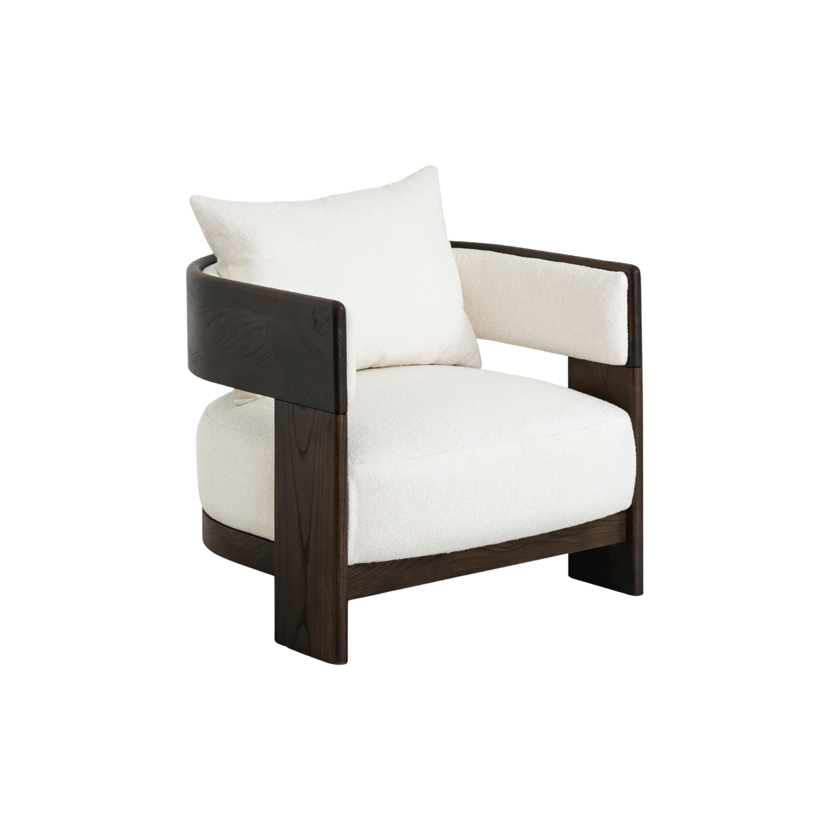 Fauteuil en bois d'orme et tissu écru Yséon