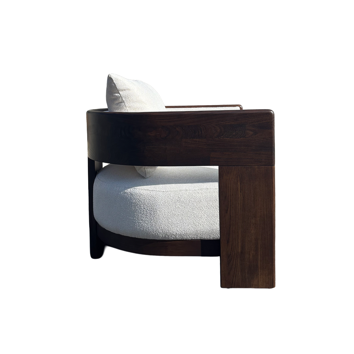 Fauteuil en bois d'orme et tissu écru Yséon