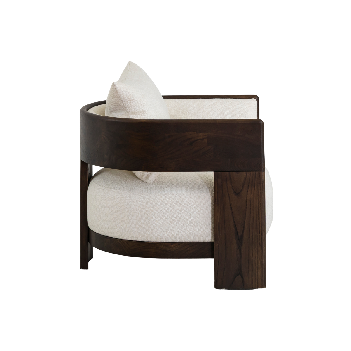 Fauteuil en bois d'orme et tissu écru Yséon