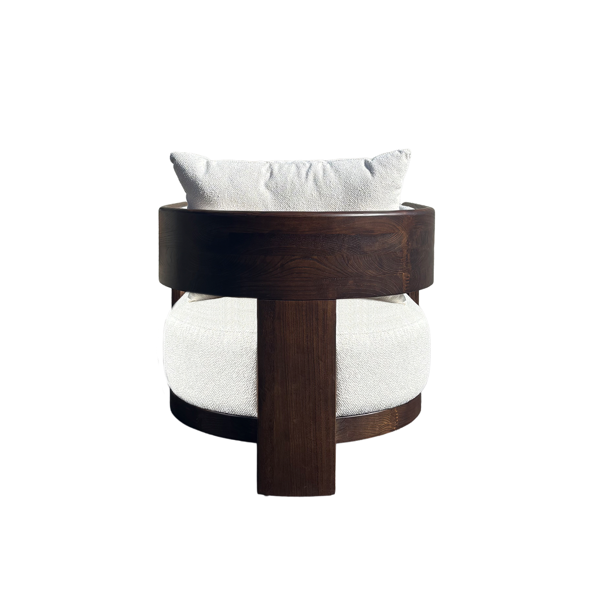 Fauteuil en bois d'orme et tissu écru Yséon