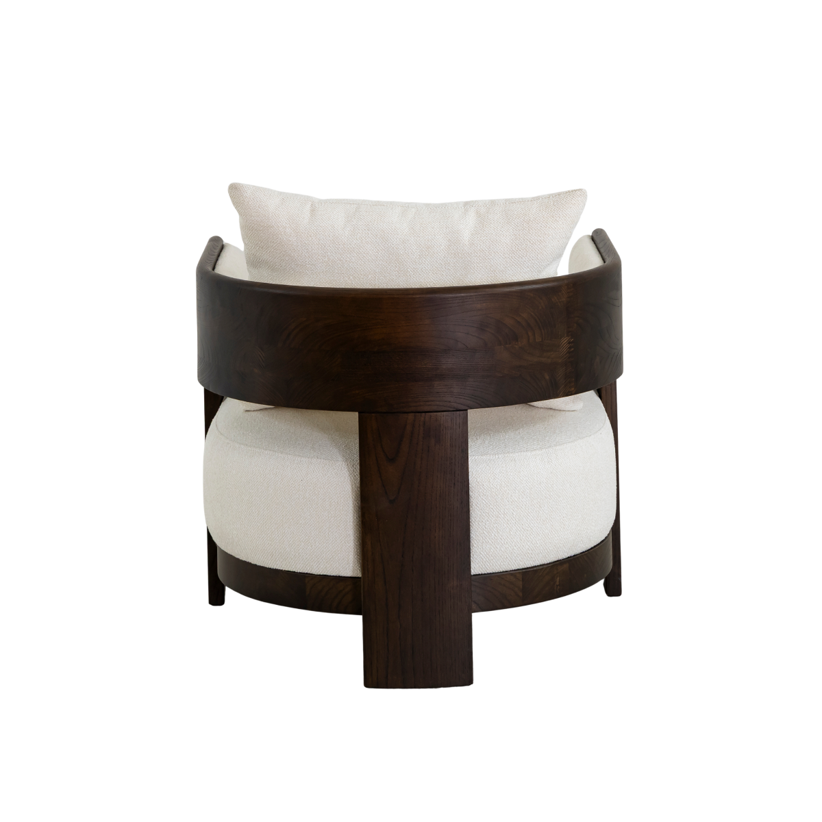 Fauteuil en bois d'orme et tissu écru Yséon