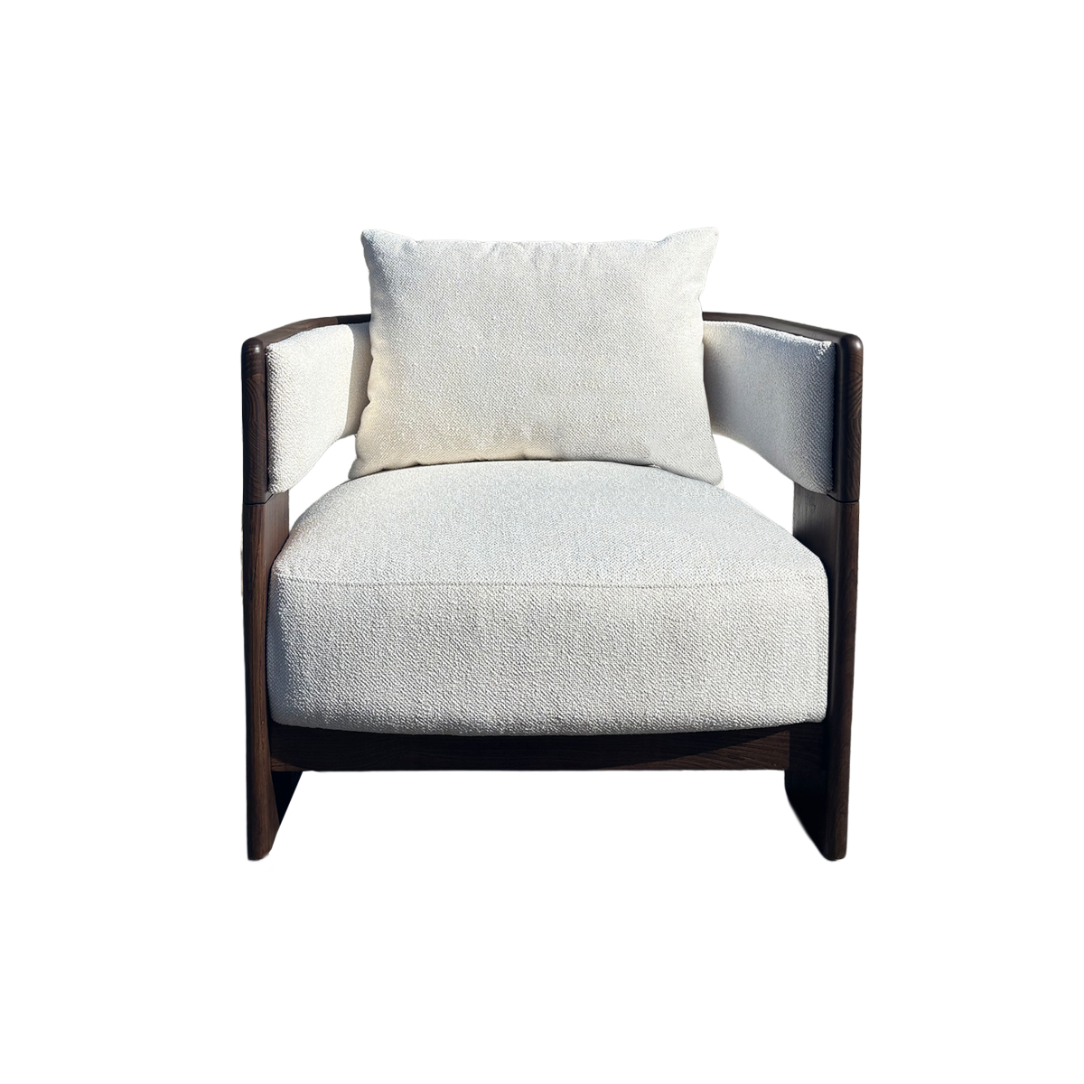 Fauteuil en bois d'orme et tissu écru Yséon