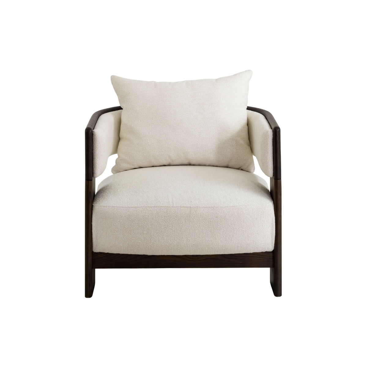 Fauteuil en bois d'orme et tissu écru Yséon