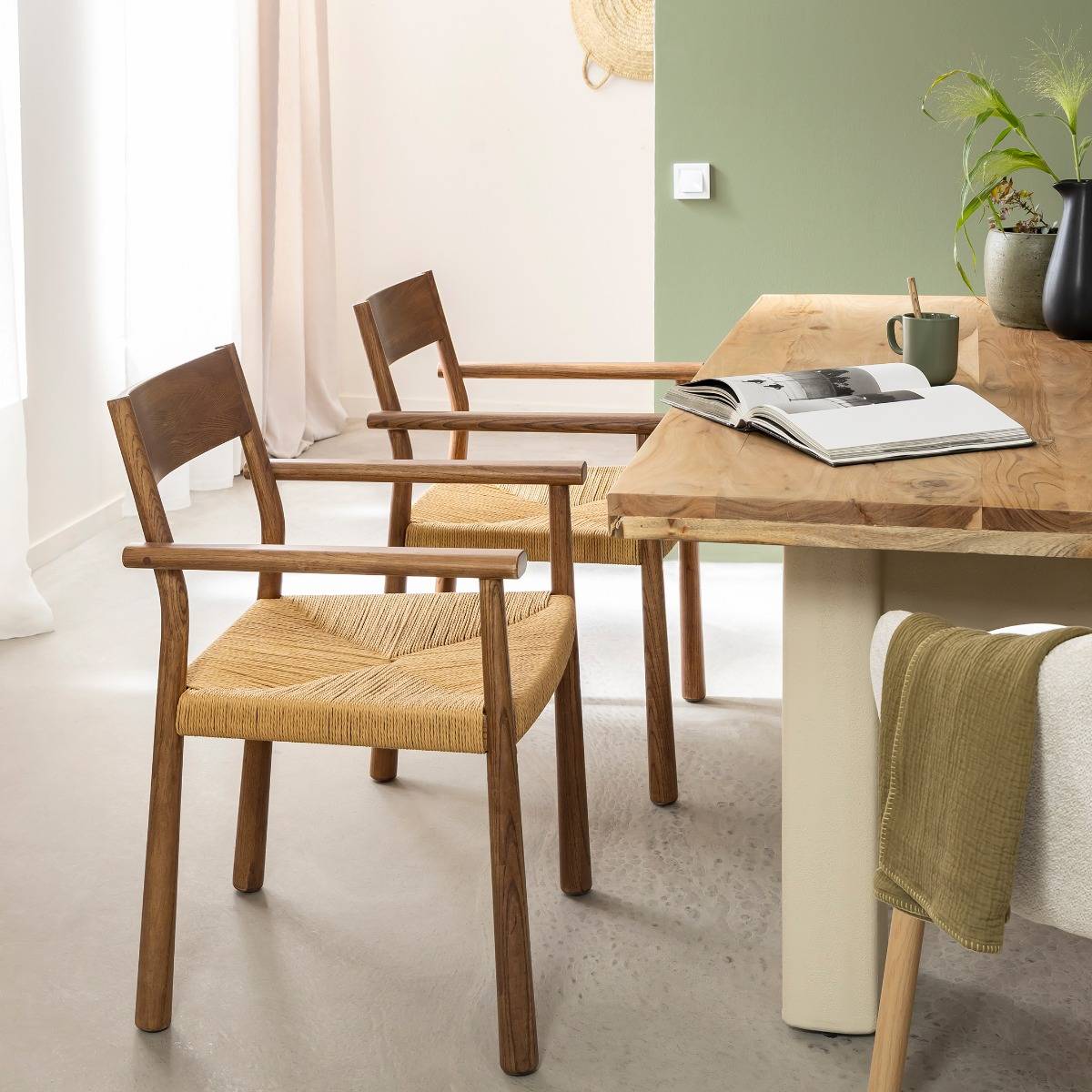 Chaise en bois d'orme et en cordes Lioria