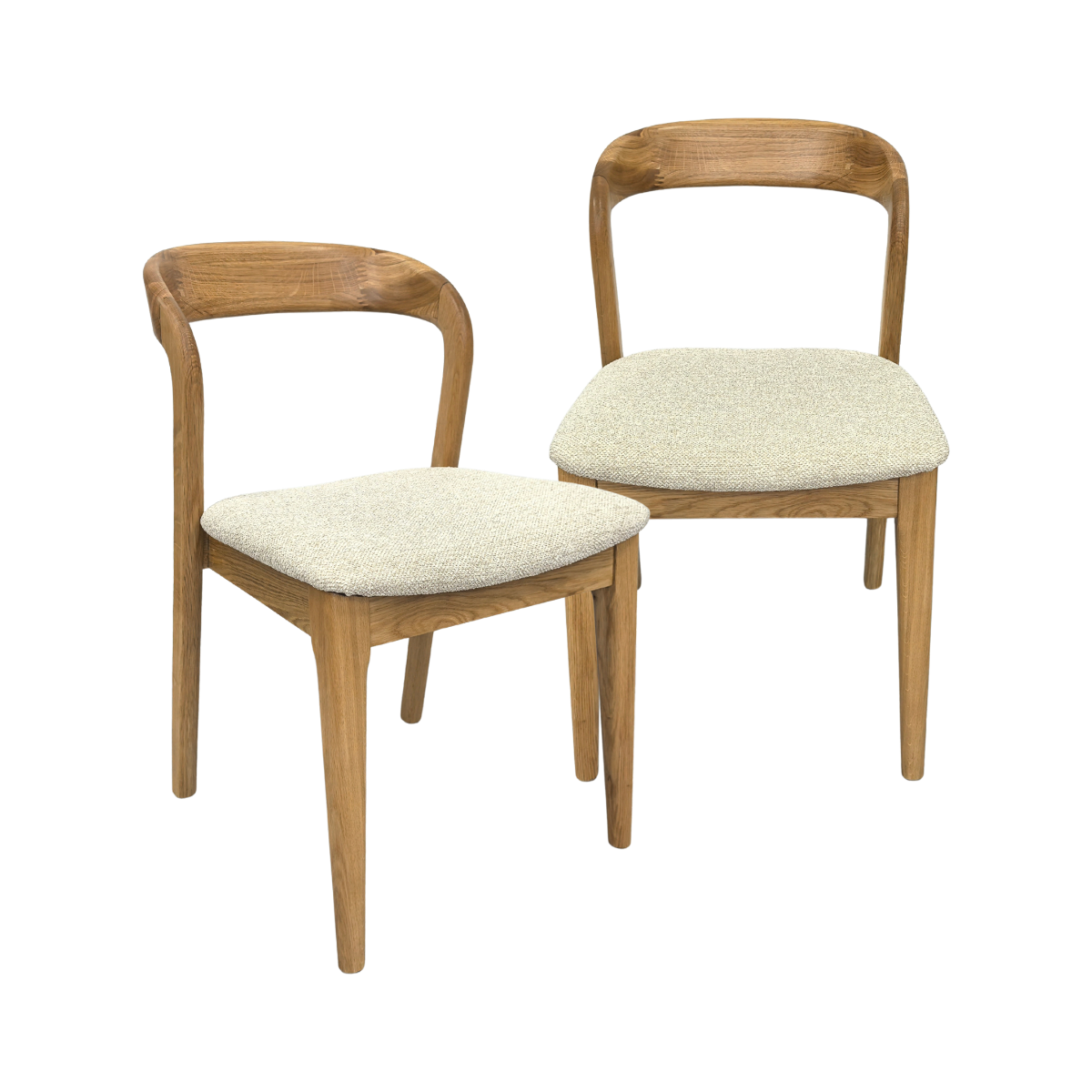 Chaise en bois de chêne et tissu Teddy (lot de 2)