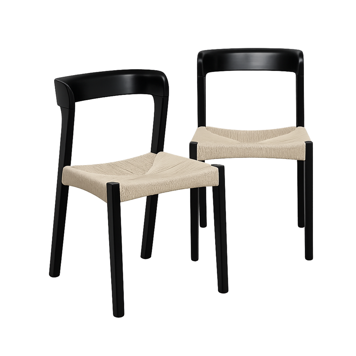 Chaise en bois de chêne noir et en corde Auren (lot de 2)