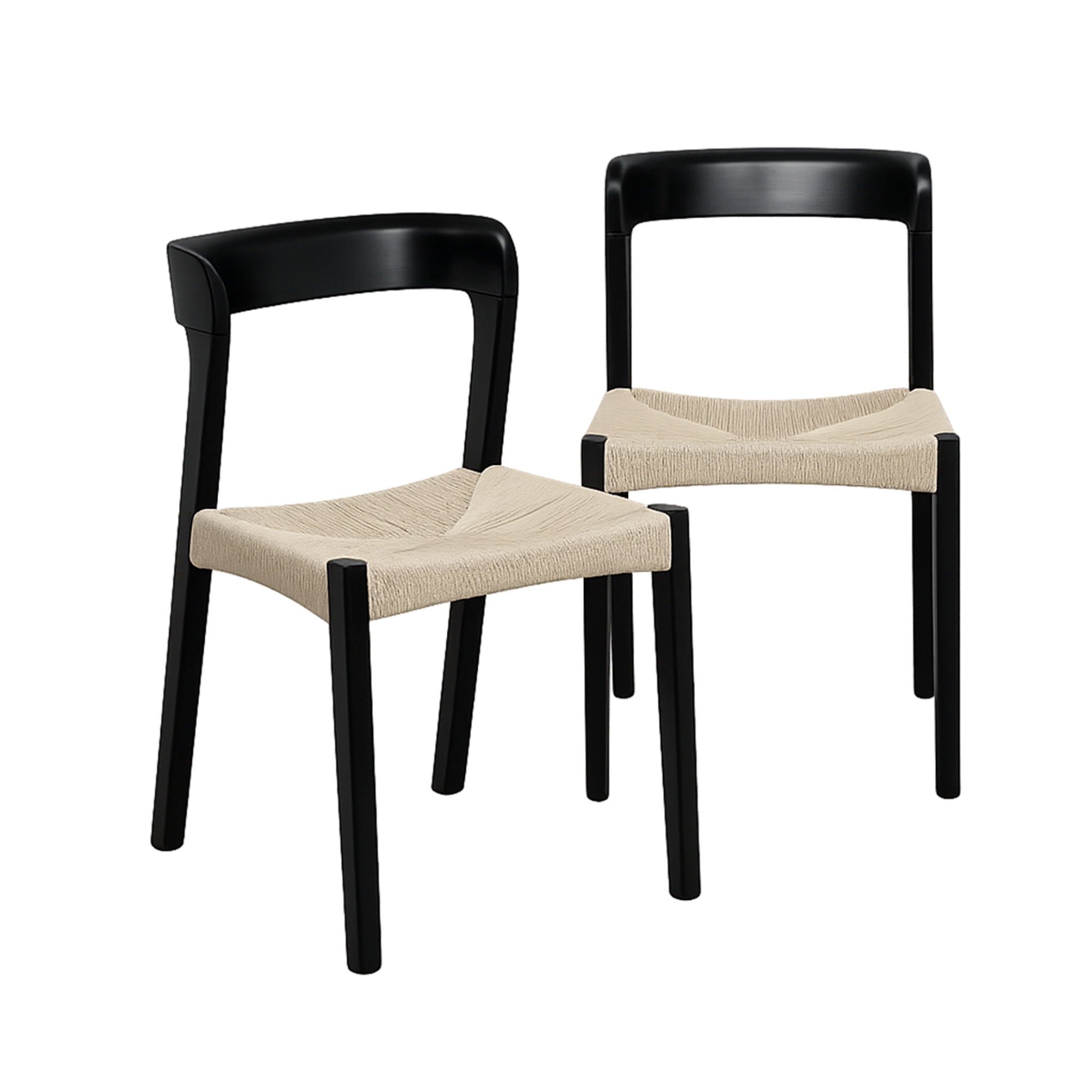 Chaise en bois de chêne noir et en corde Auren (lot de 2)