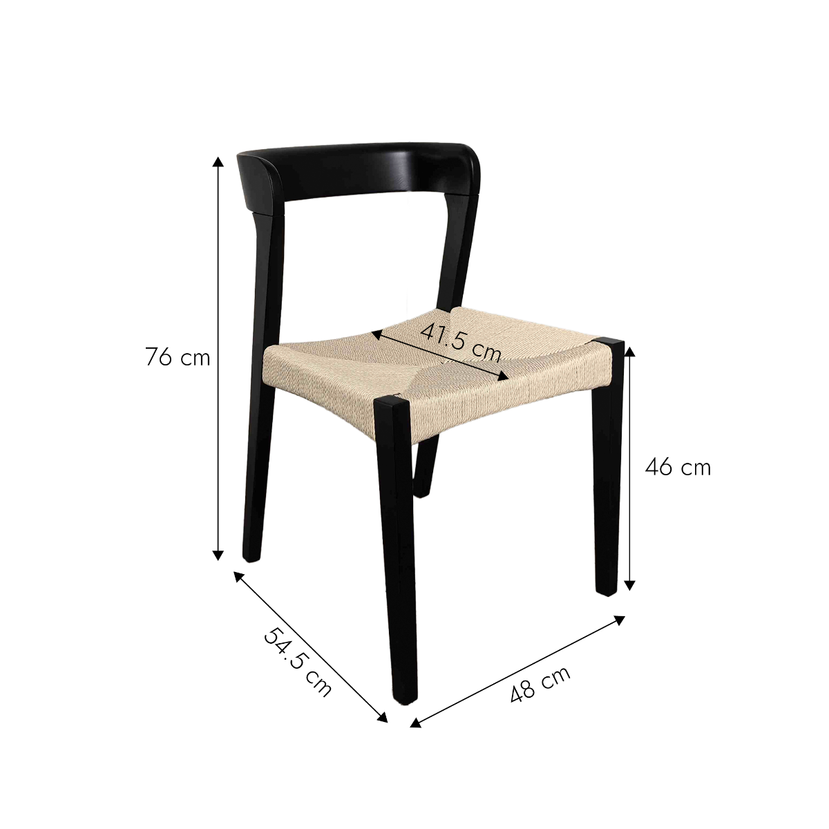 Chaise en bois de chêne noir et en corde Auren (lot de 2)