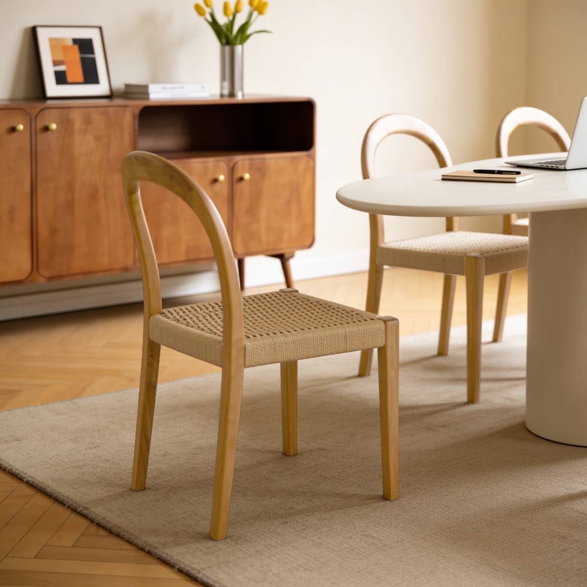 Chaise en bois de chêne et en corde Auralia (lot de 2)