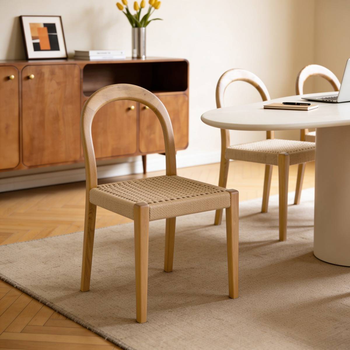 Chaise en bois de chêne et en corde Auralia (lot de 2)