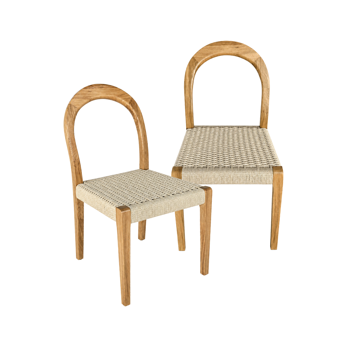 Chaise en bois de chêne et en corde Auralia (lot de 2)
