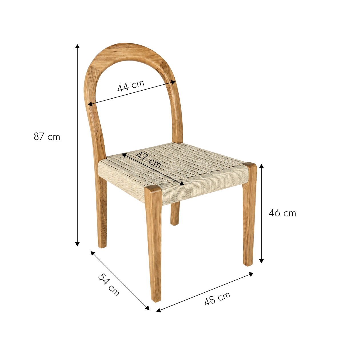 Chaise en bois de chêne et en corde Auralia (lot de 2)