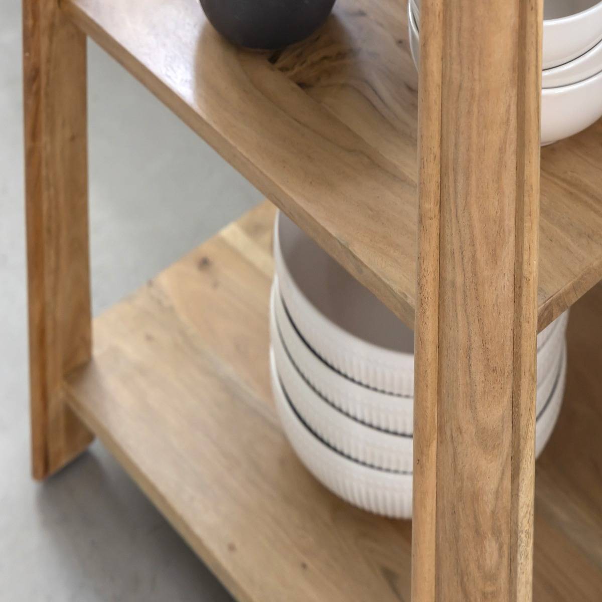 Console avec tiroir en bois d'acacia et marbre Emyr