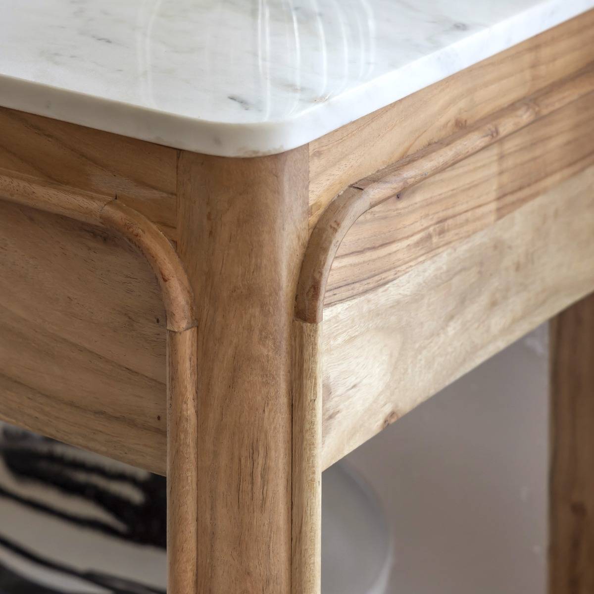 Console avec tiroir en bois d'acacia et marbre Emyr