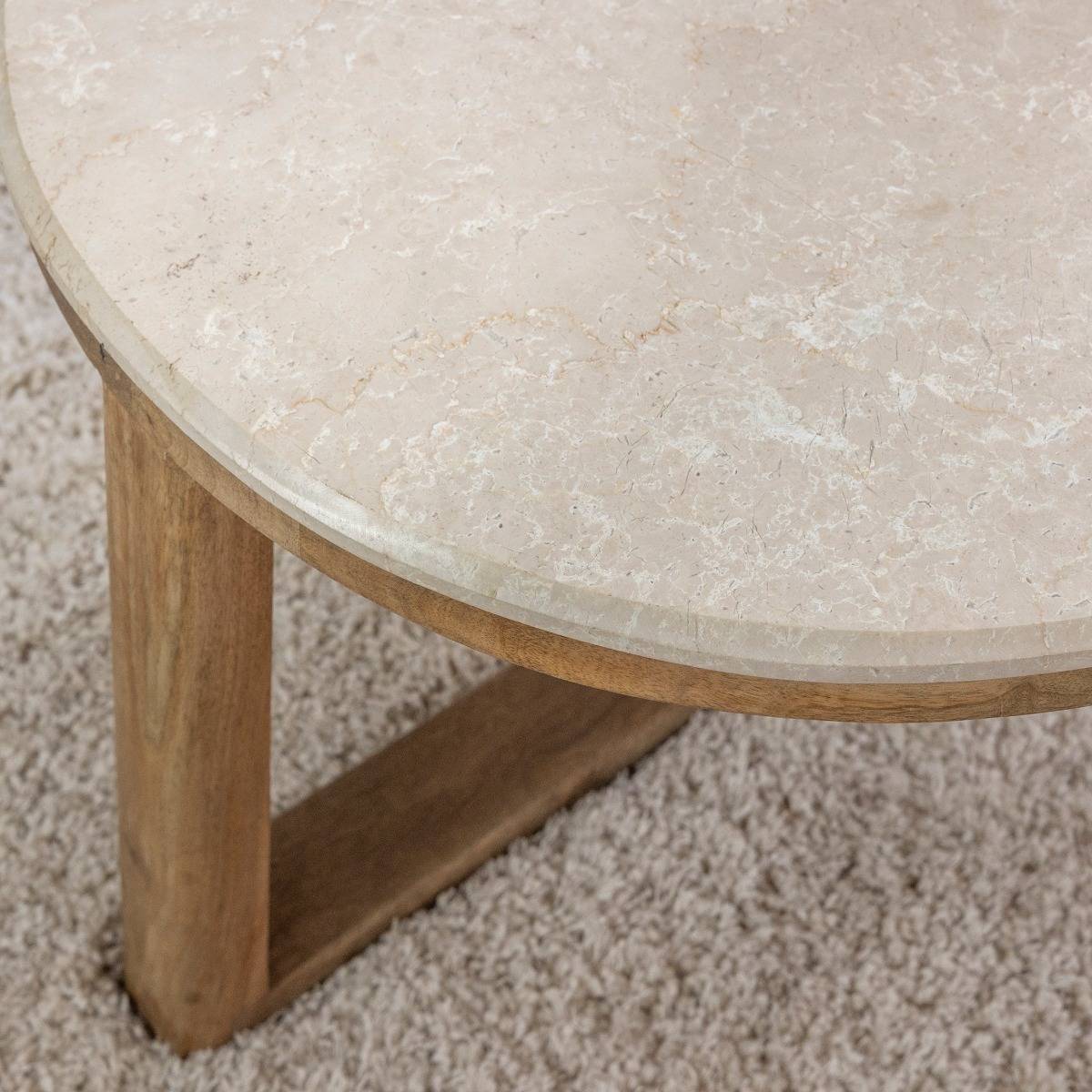 Table basse en bois de manguier et marbre Moana