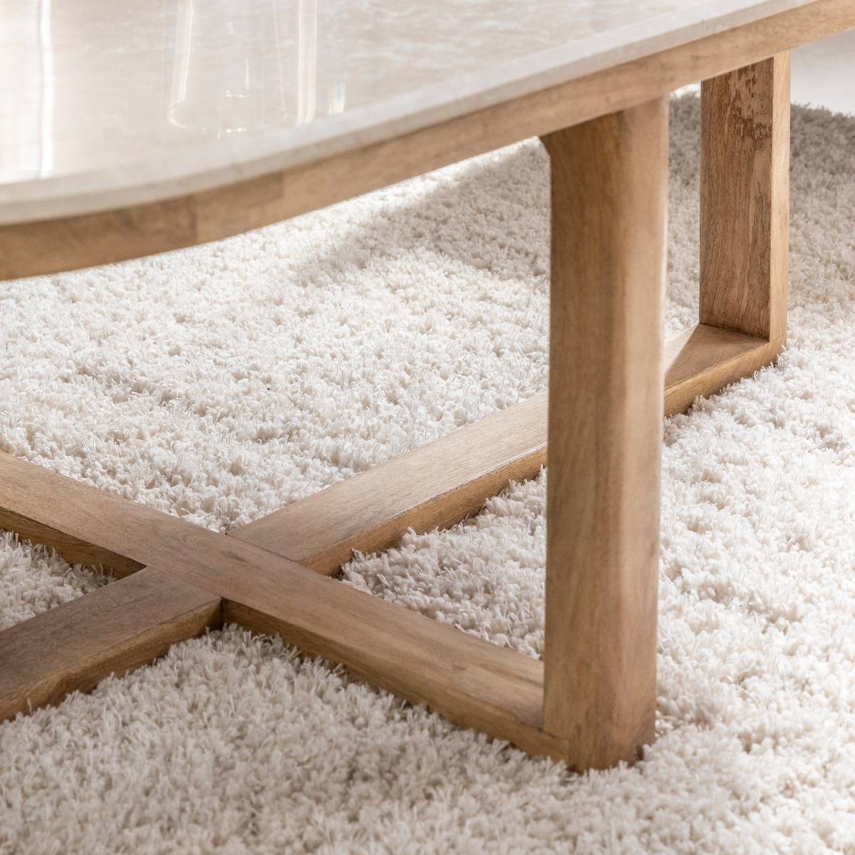 Table basse en bois de manguier et marbre Moana