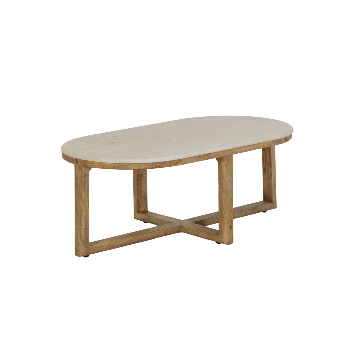Table basse en bois de manguier et marbre Moana