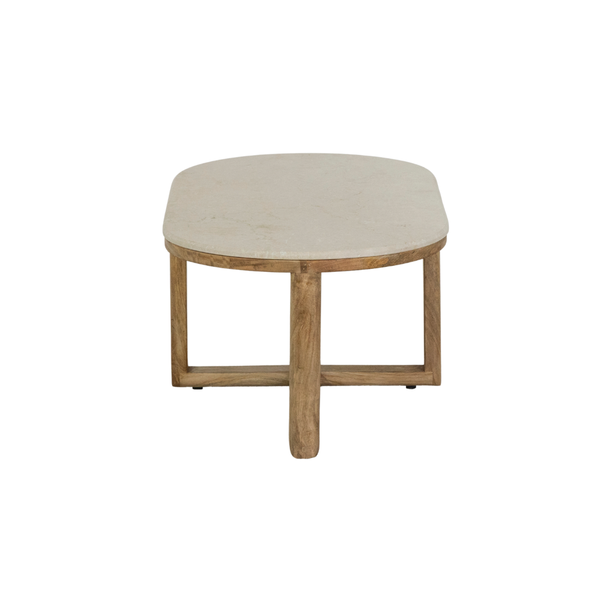 Table basse en bois de manguier et marbre Moana