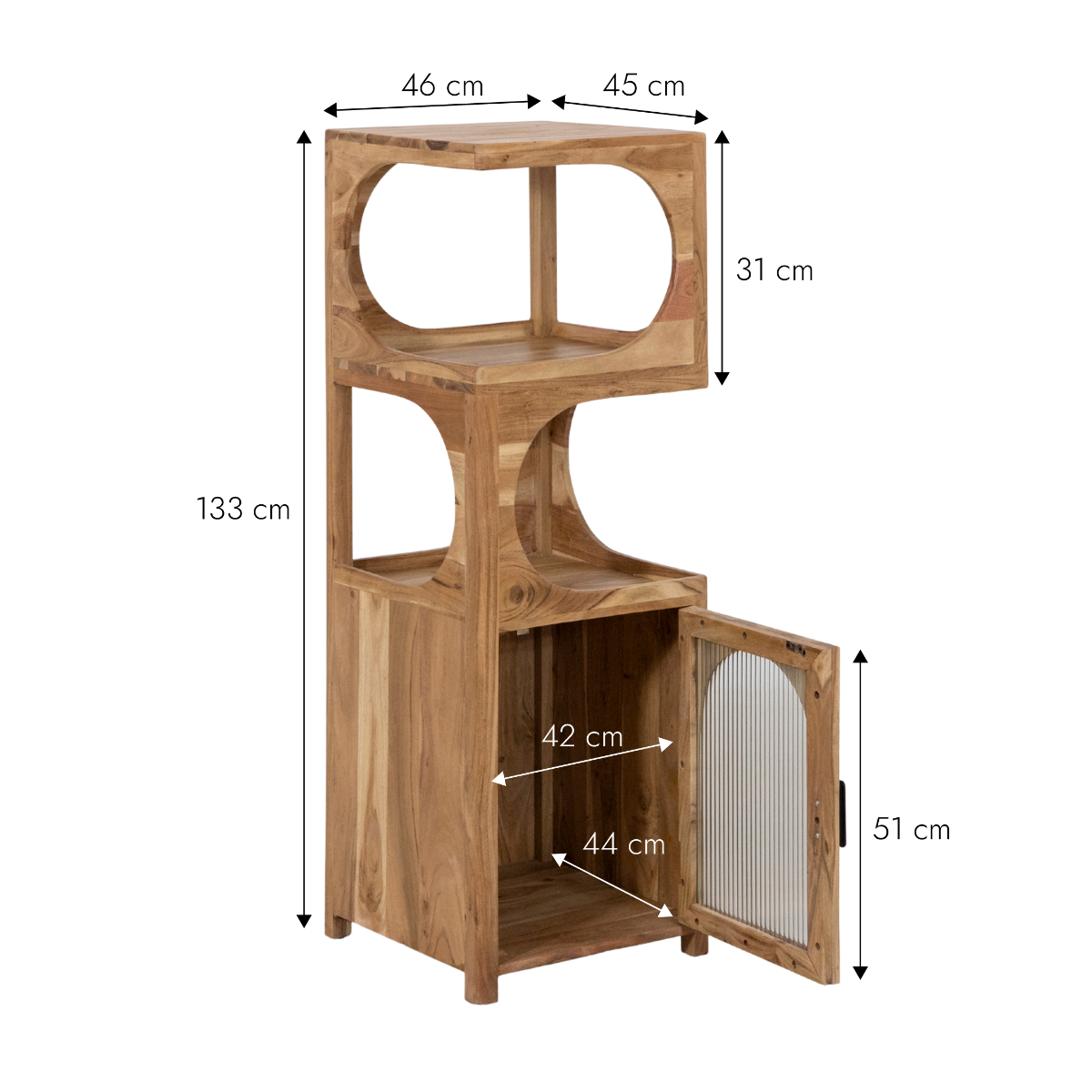 Colonne 1 étagère en bois d'acacia Emyr
