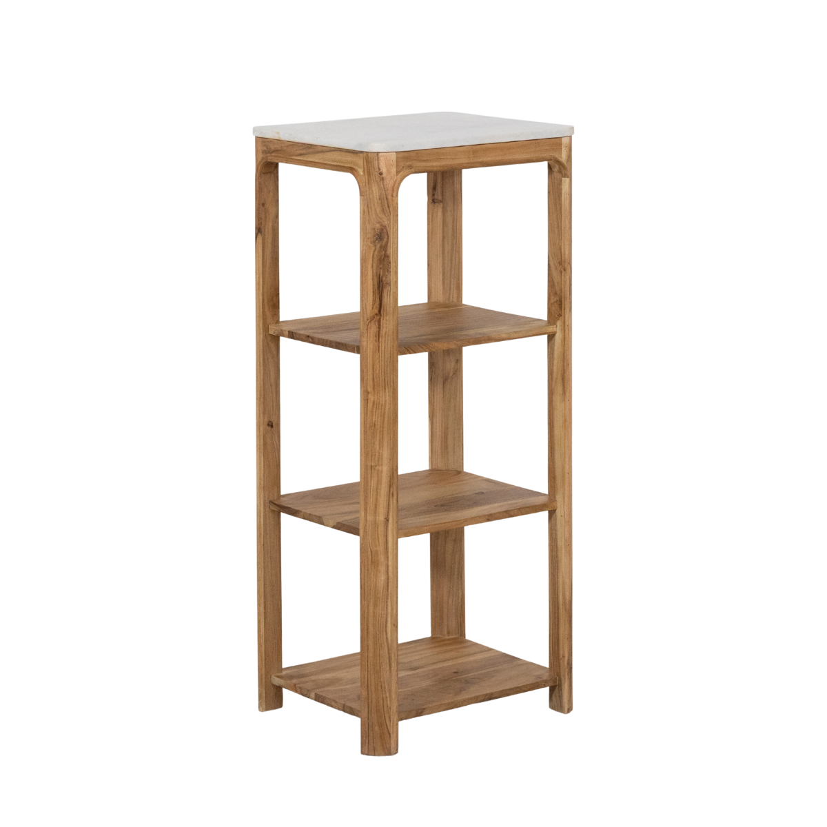 Etagère carrée en bois d'acacia et marbre Emyr