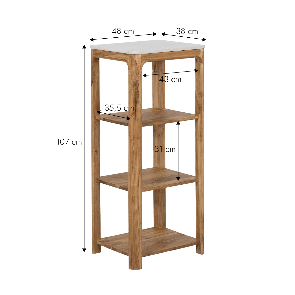Etagère carrée en bois d'acacia et marbre Emyr