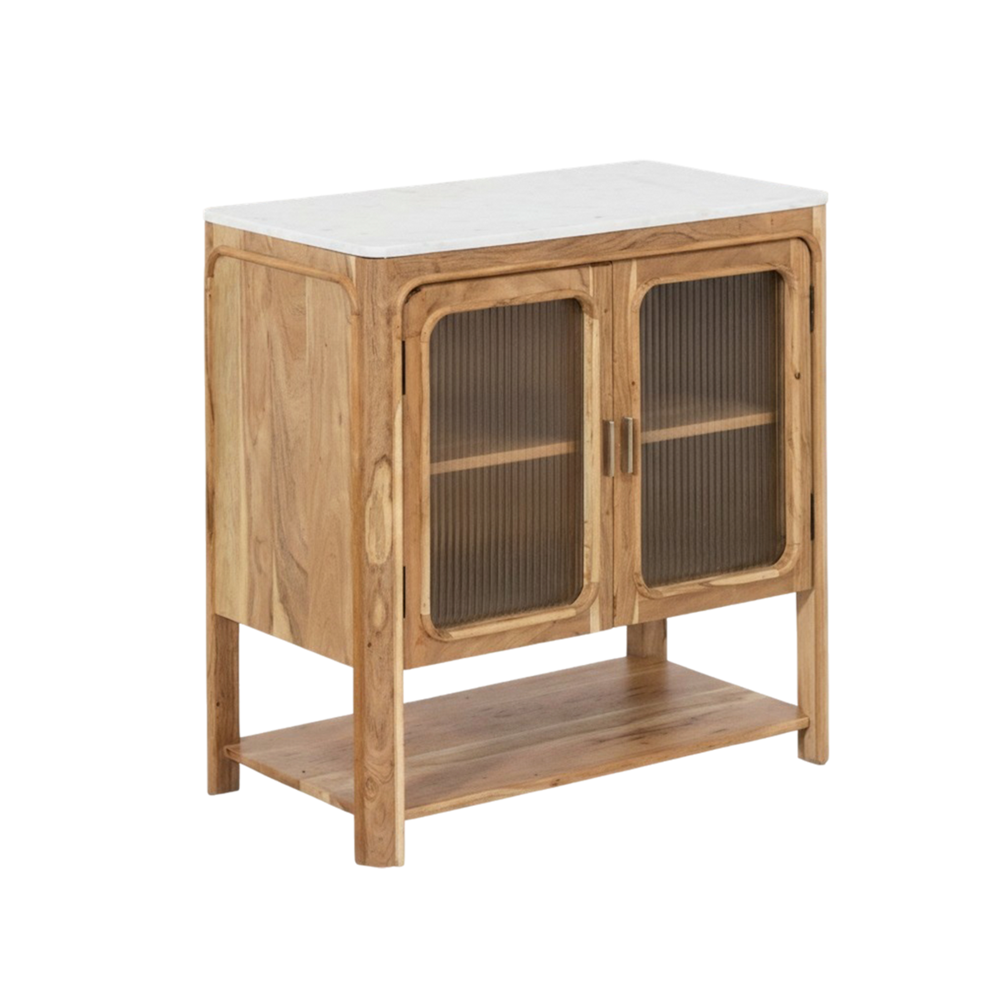 Buffet vitré en bois d'acacia et marbre Emyr