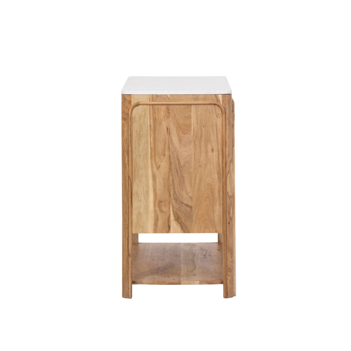 Meuble sous vasque vitré en bois d'acacia et marbre Emyr