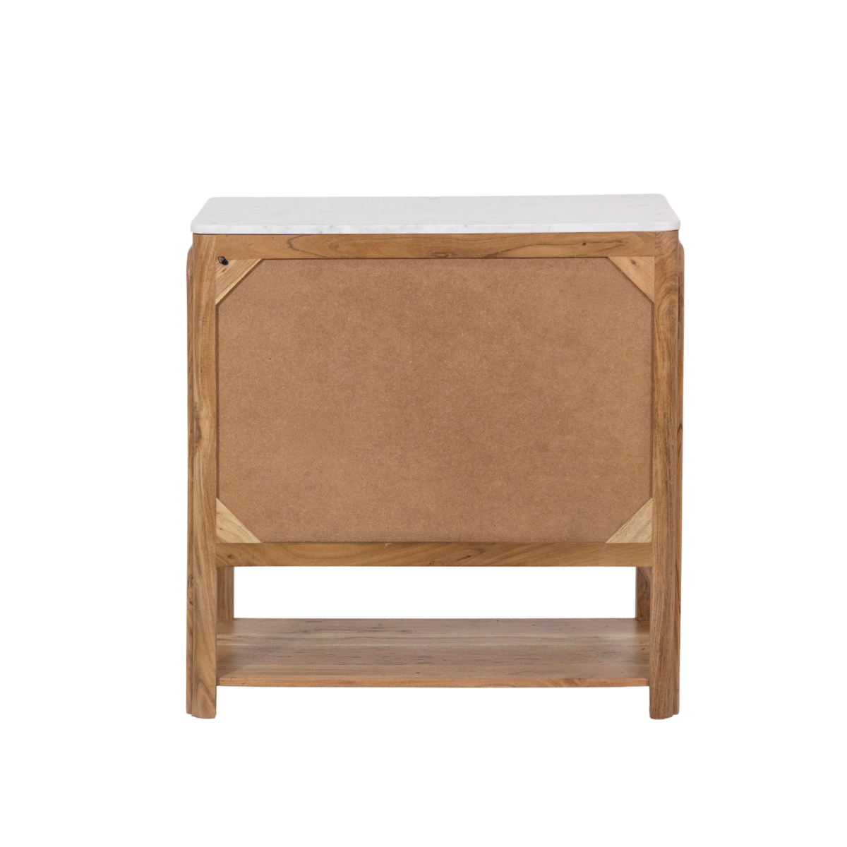 Meuble sous vasque vitré en bois d'acacia et marbre Emyr