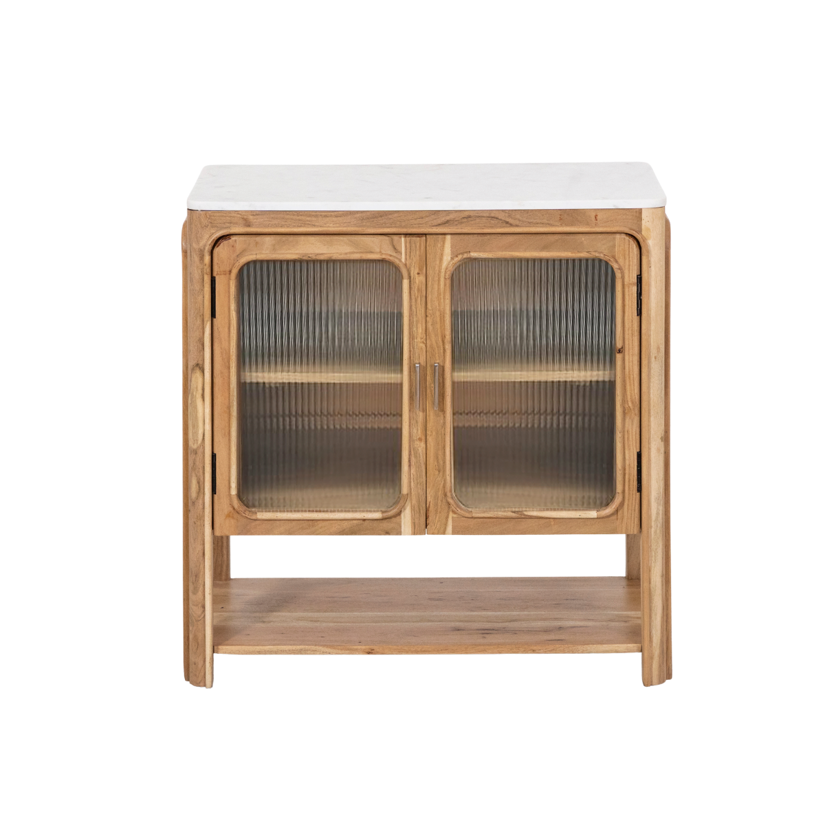 Buffet vitré en bois d'acacia et marbre Emyr