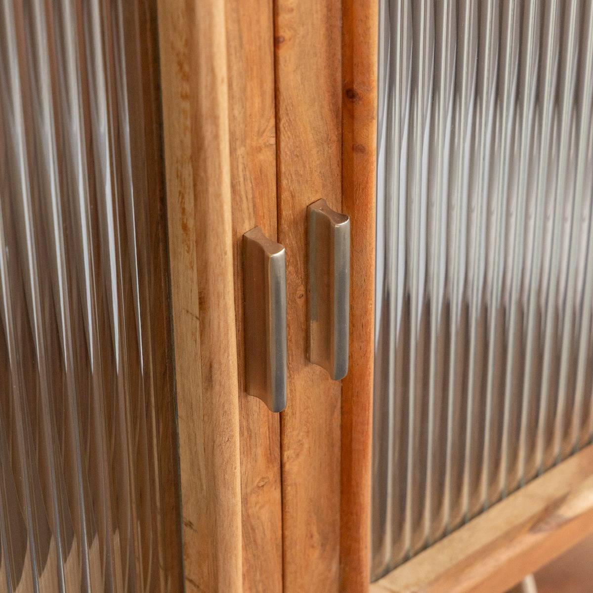 Meuble sous vasque vitré en bois d'acacia et marbre Emyr