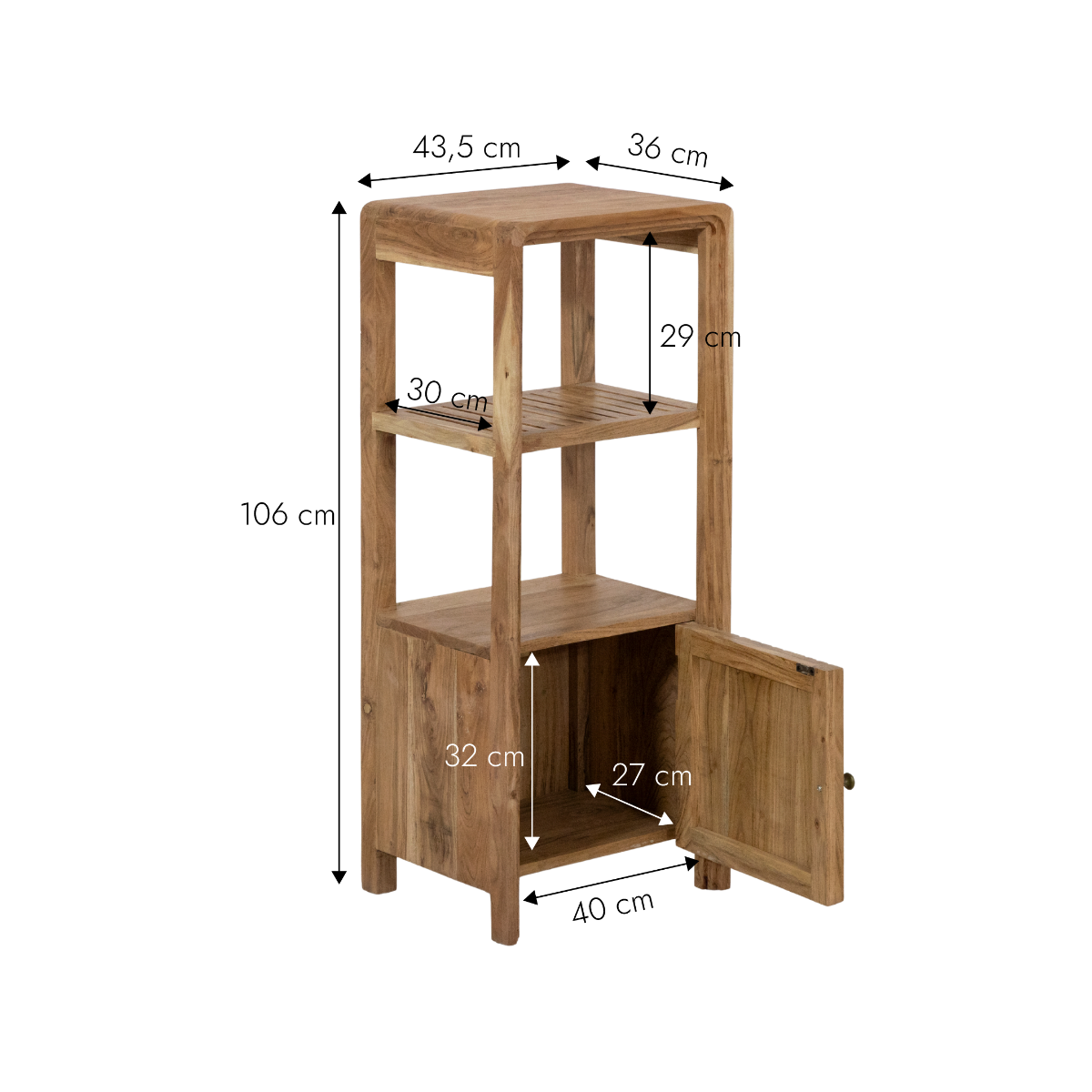 Colonne en bois d'acacia et métal Emyr