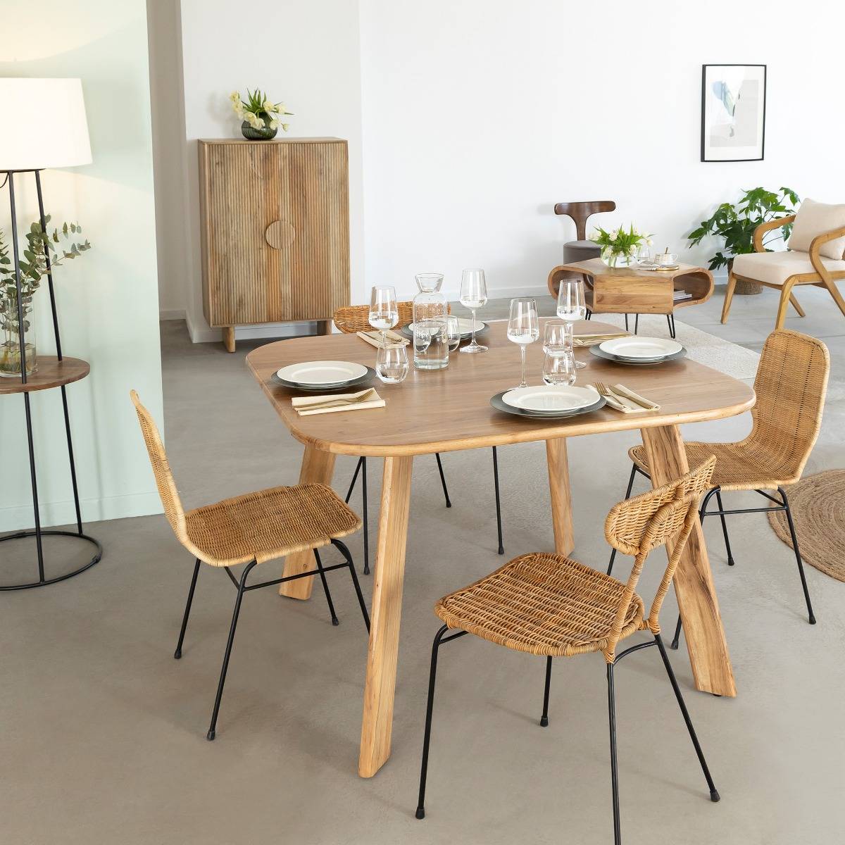 Chaise en rotin et en métal Leila (lot de 2)