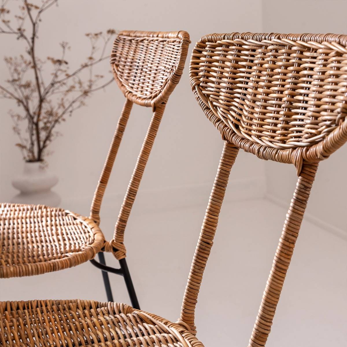Chaise en rotin et en métal Leila (lot de 2)