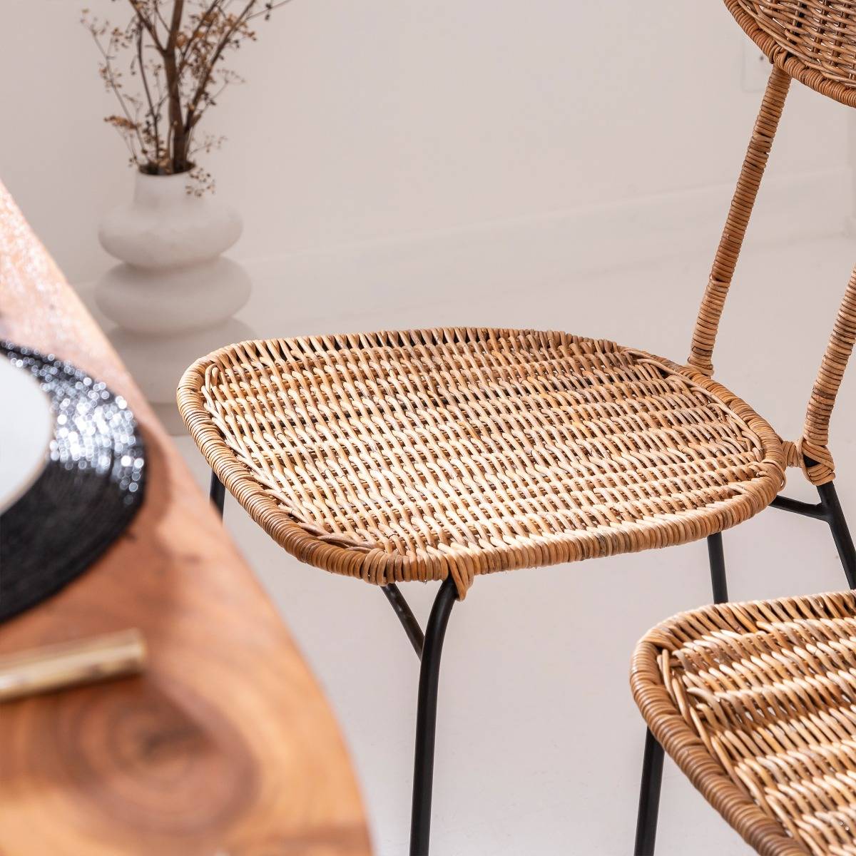 Chaise en rotin et en métal Leila (lot de 2)