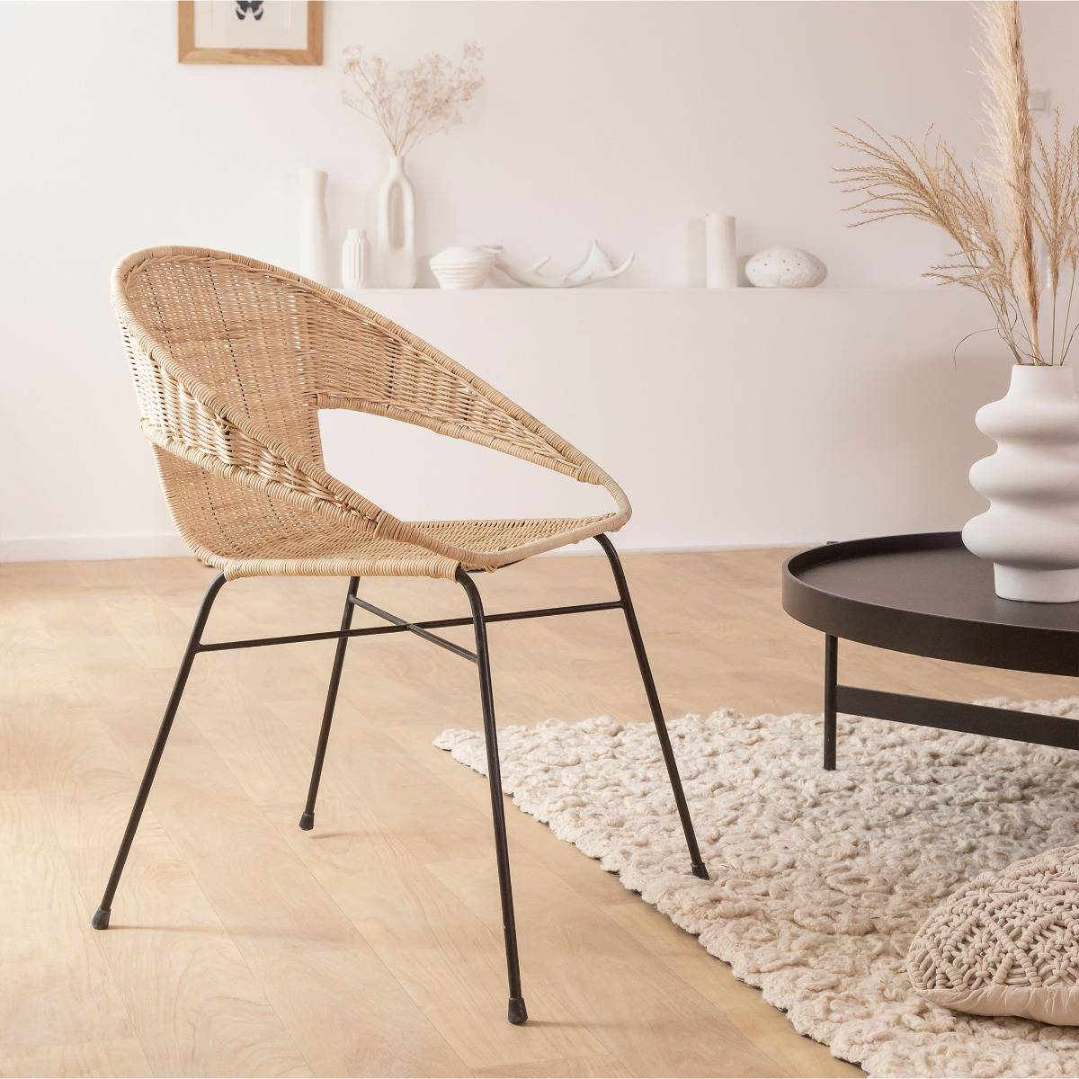 Chaise en rotin et en métal Aurélien