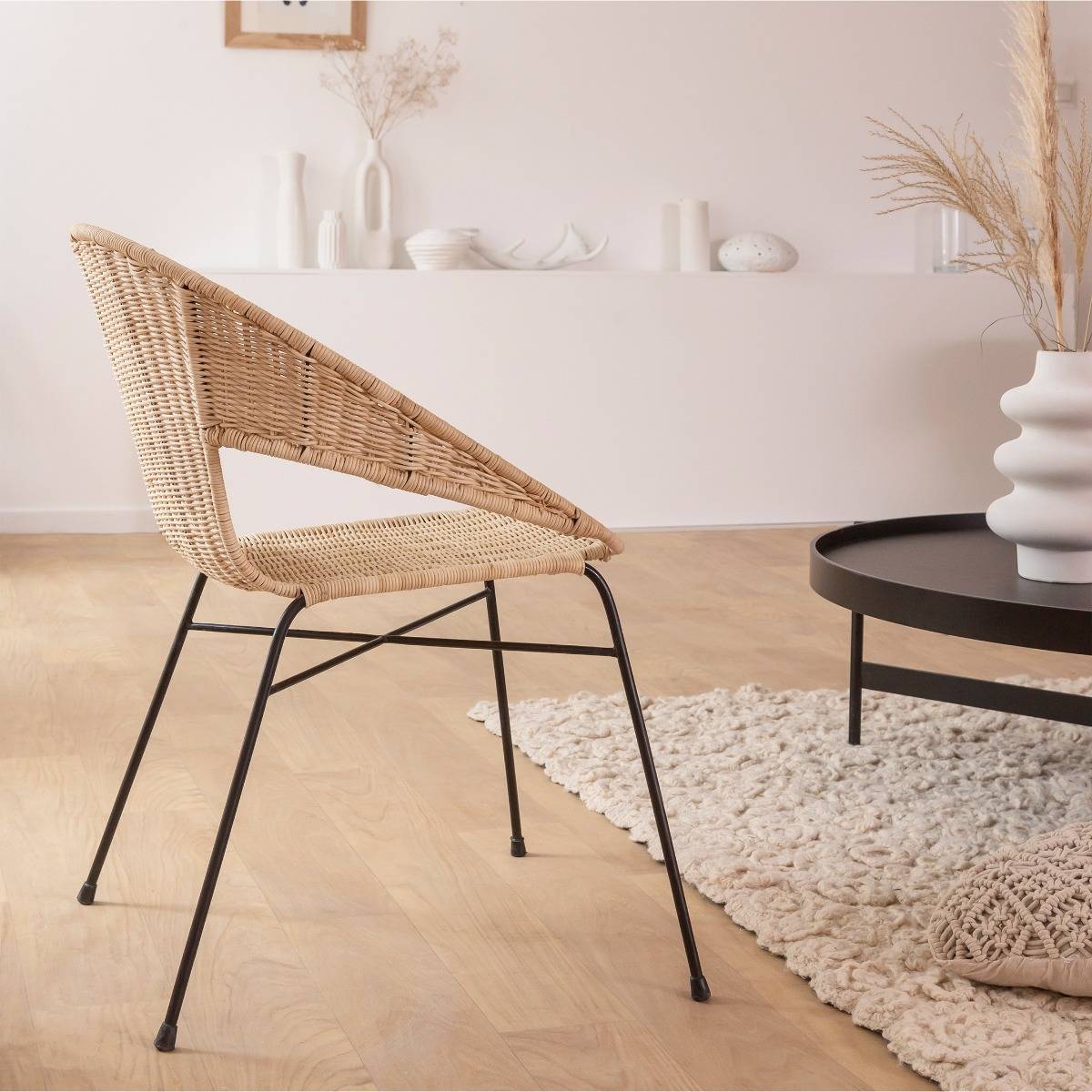 Chaise en rotin et en métal Aurélien