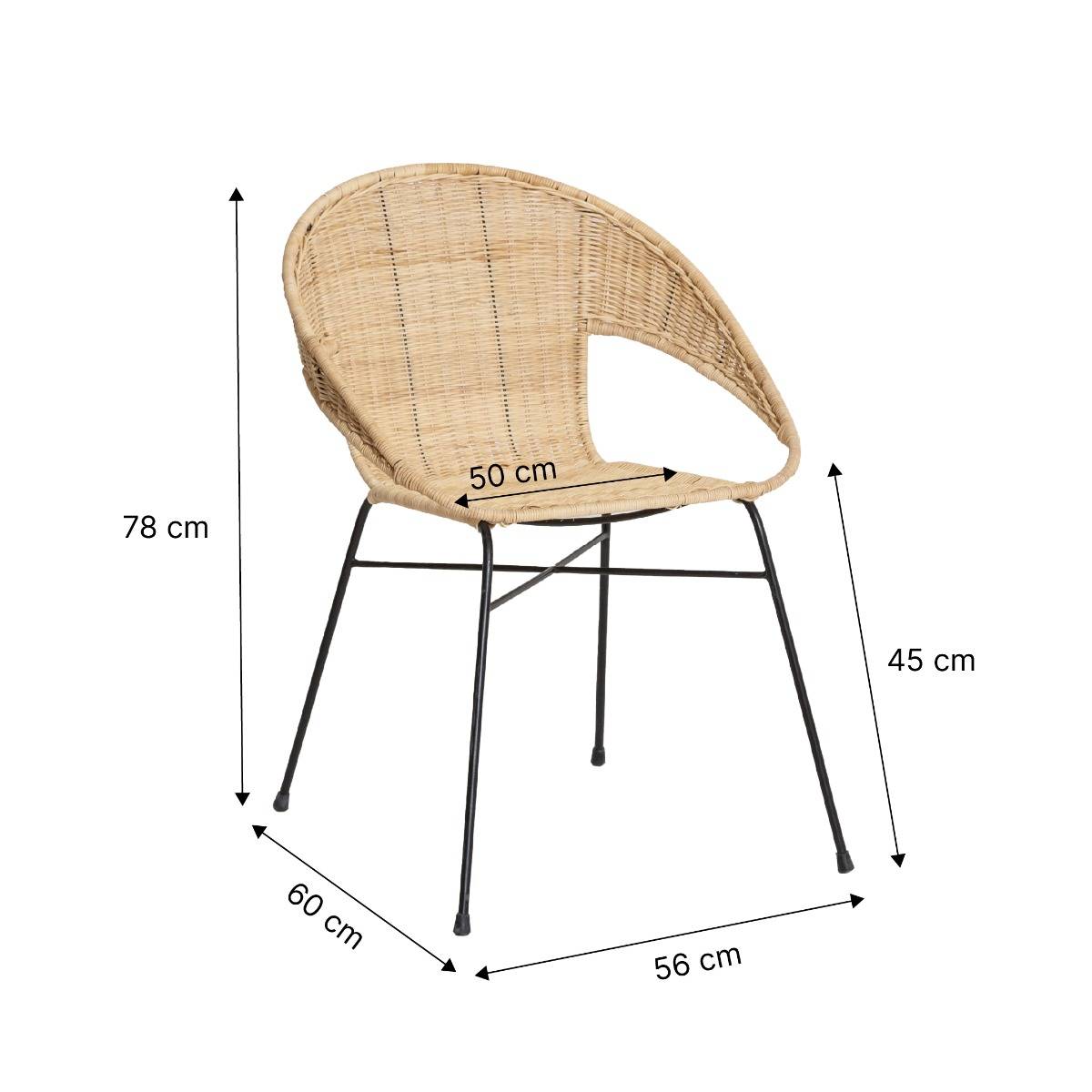 Chaise en rotin et en métal Aurélien