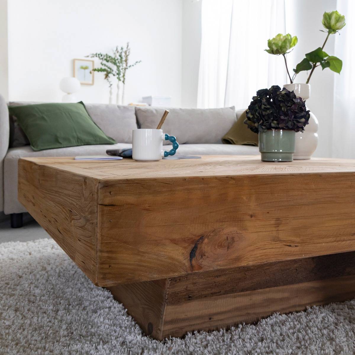 Table basse carrée en bois recyclé Blaise