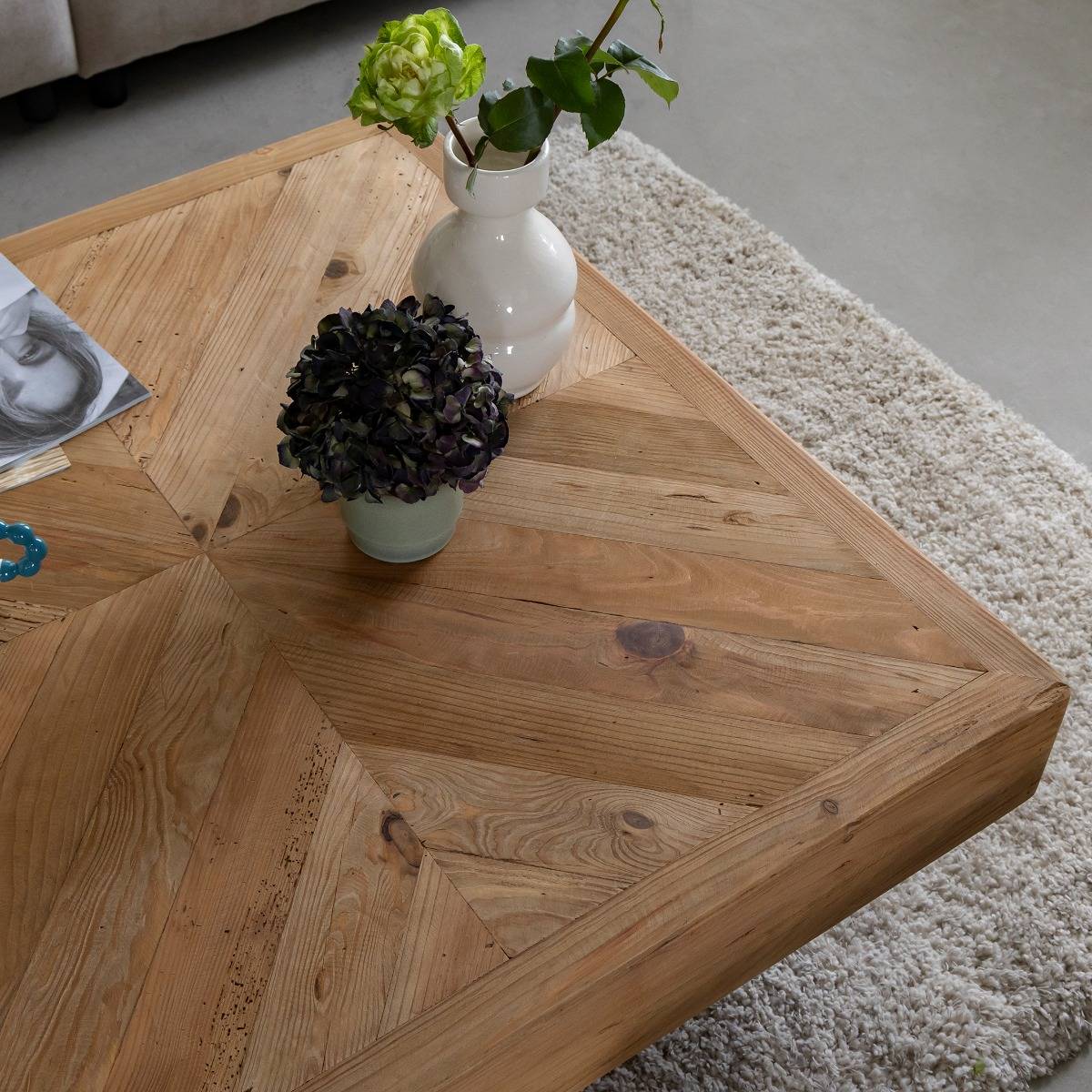 Table basse carrée en bois recyclé Blaise
