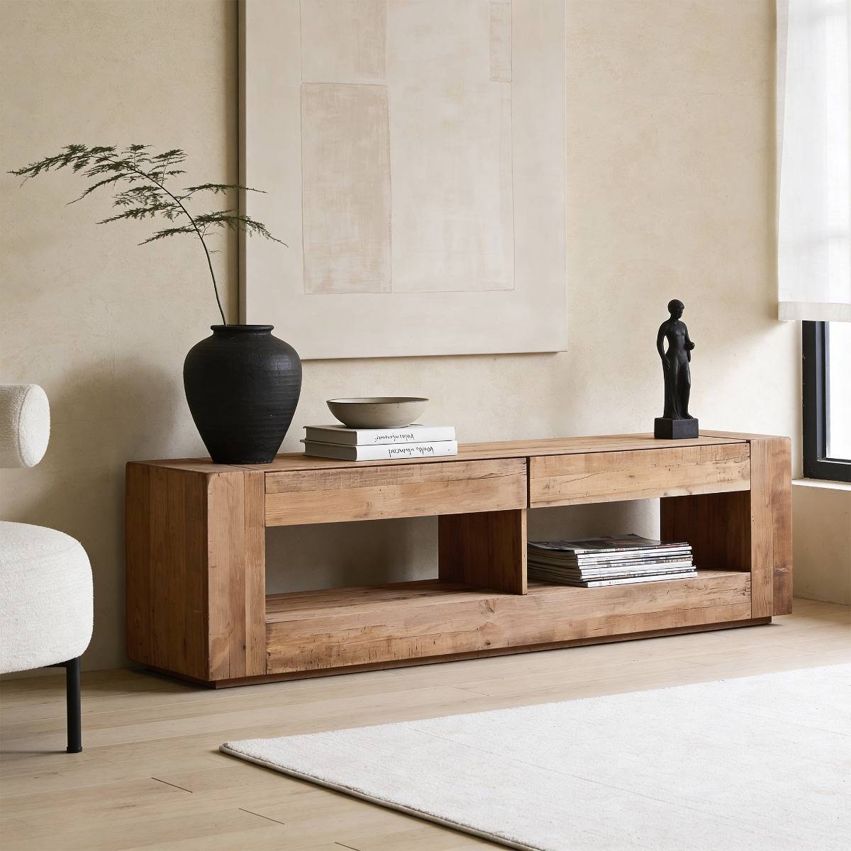 Meuble TV en bois recyclé 210 cm Blaise