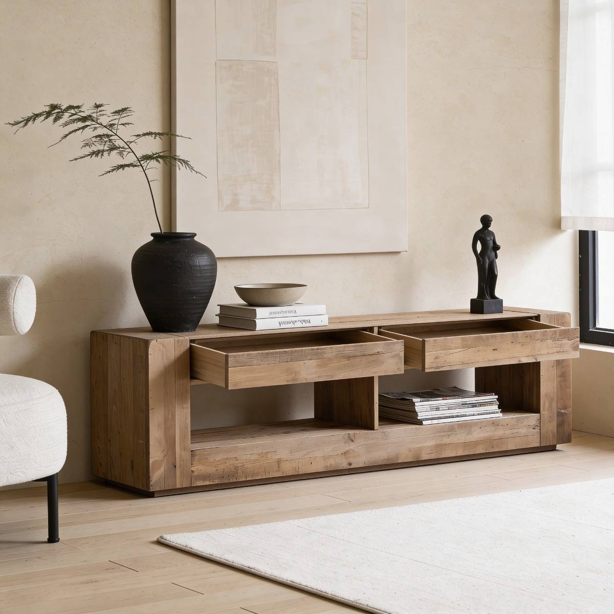 Meuble TV en bois recyclé 210 cm Blaise