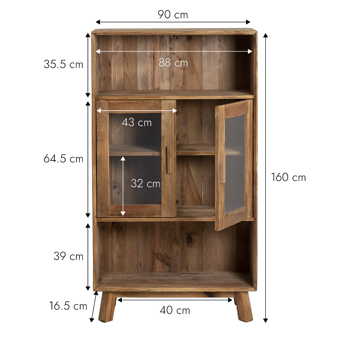 Vaisselier en bois recyclé 90cm Blaise