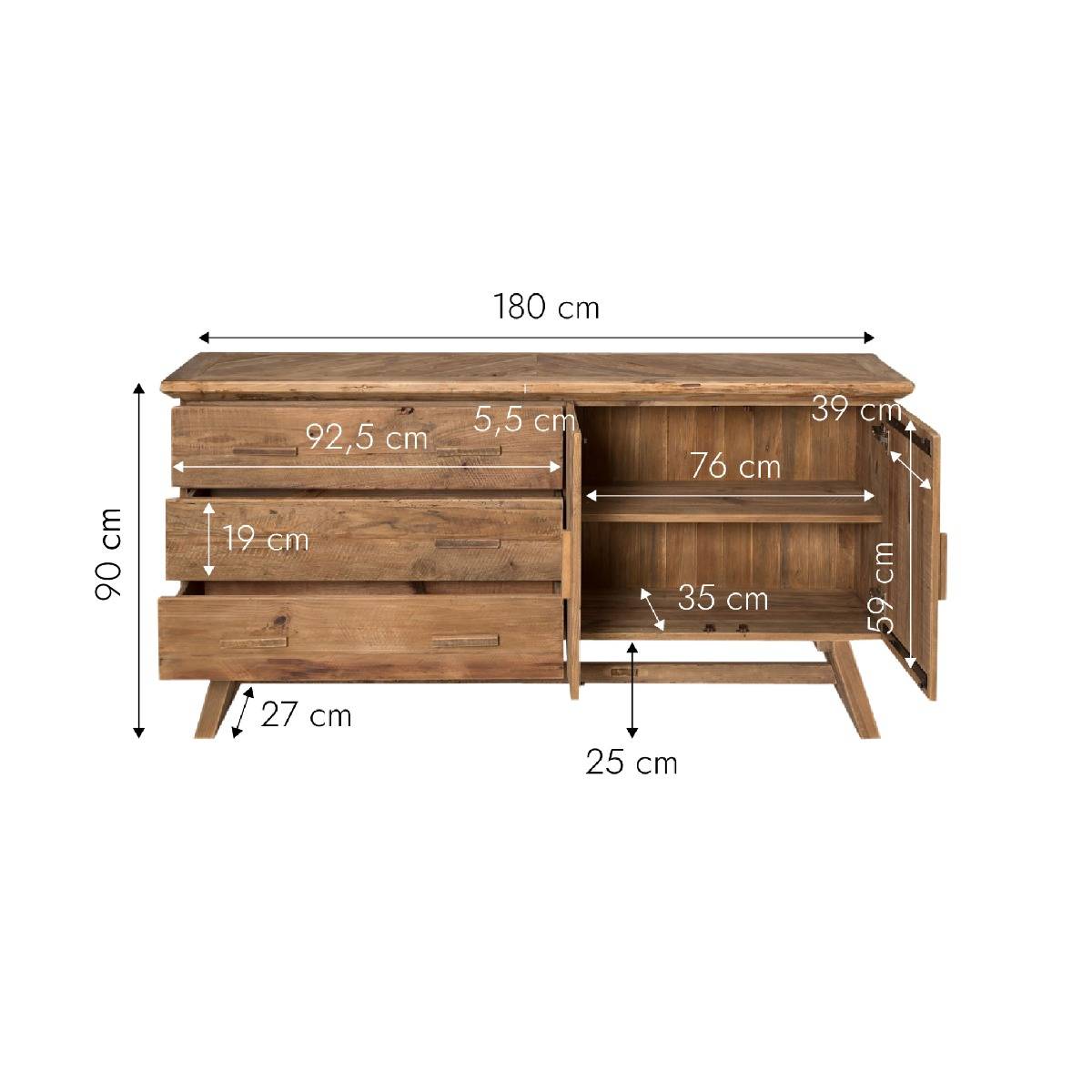 Buffet en bois recyclé Blaise