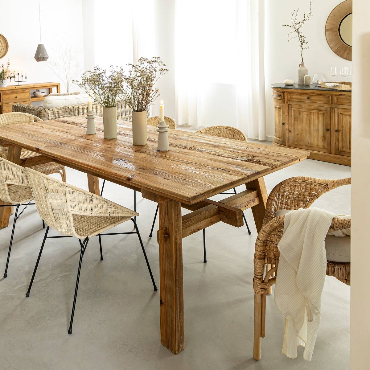 Table à manger en pin recyclé Blaise
