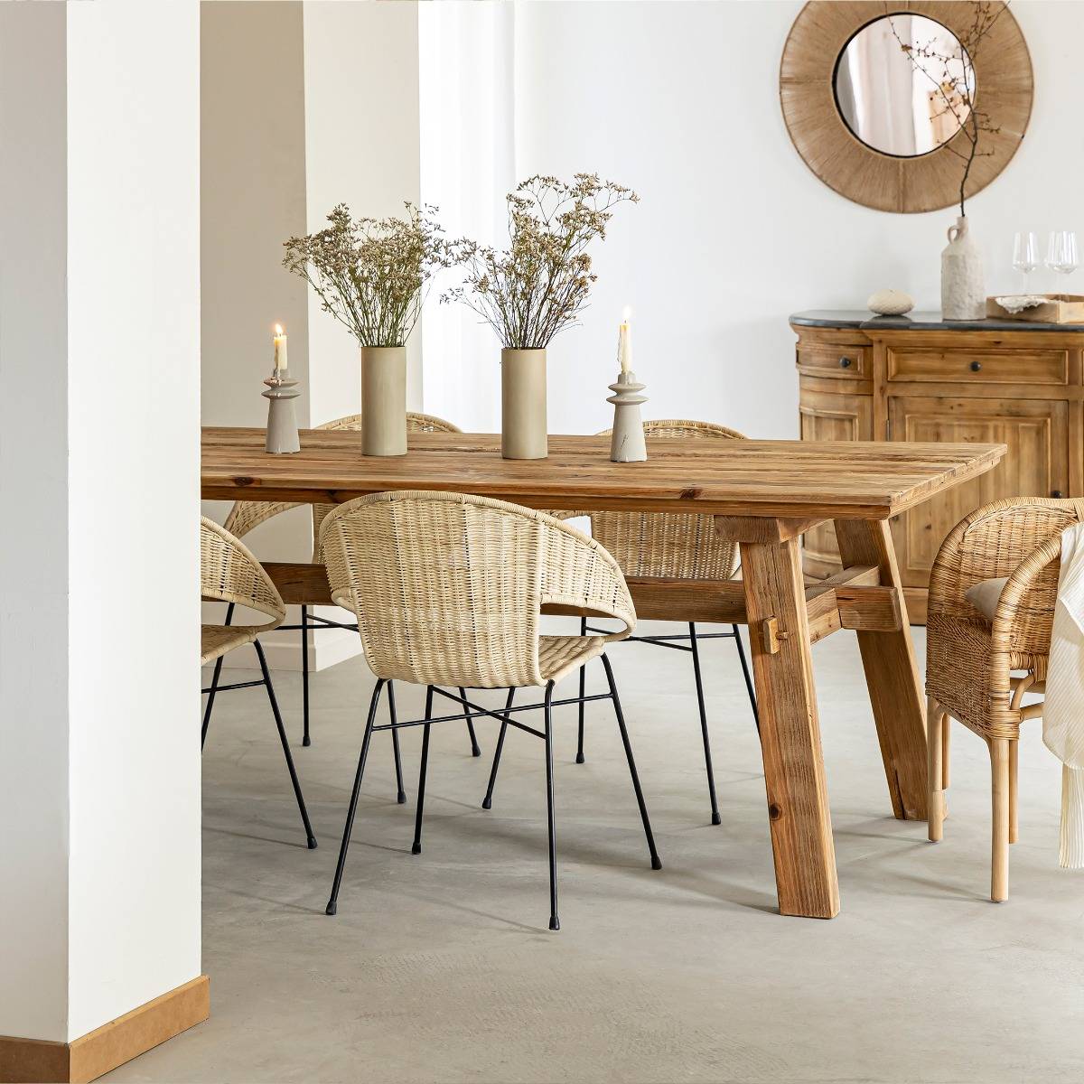 Table à manger en pin recyclé Blaise