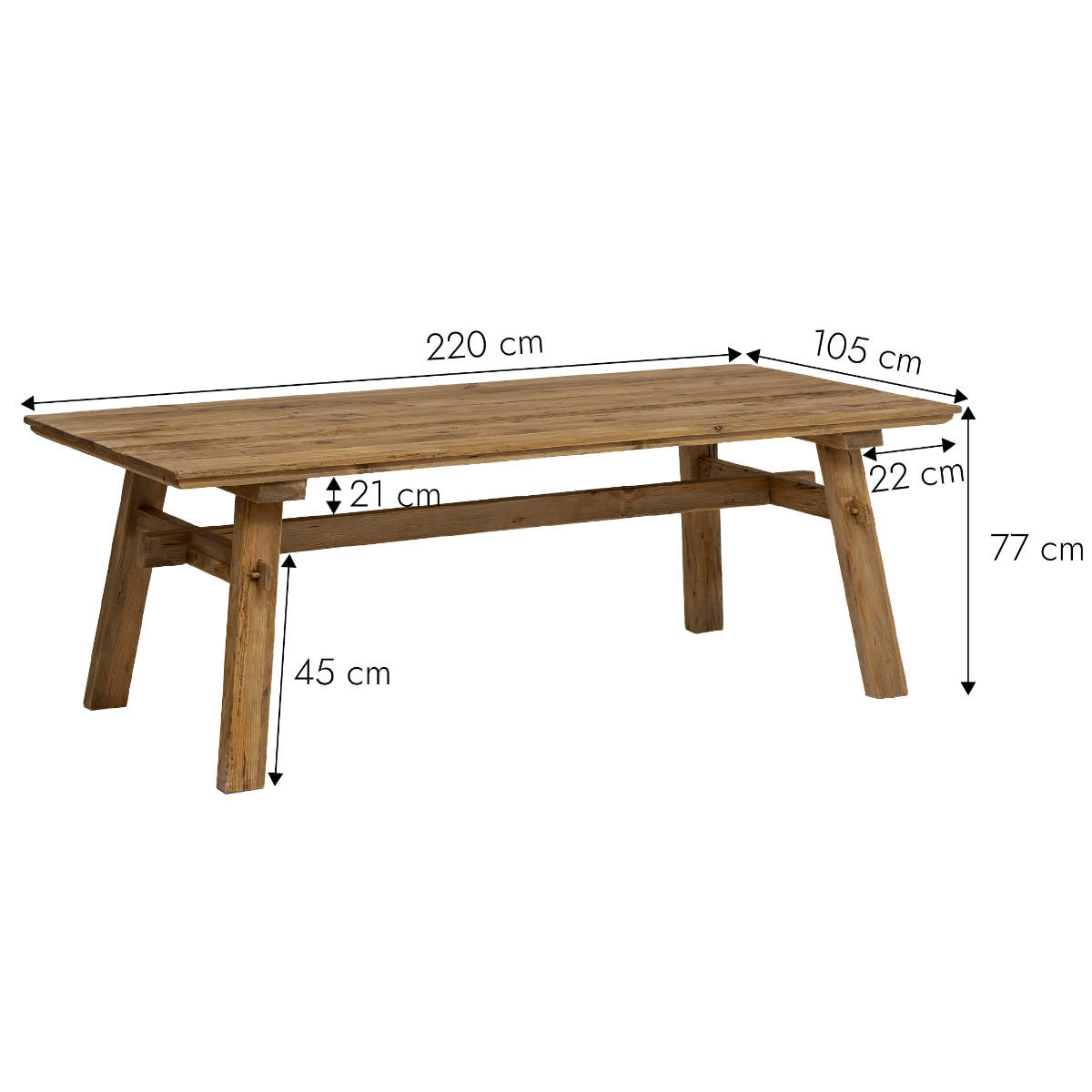 Table à manger en pin recyclé Blaise