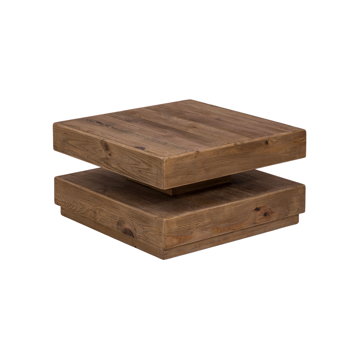 Table basse carrée à double plateau en bois recyclé Blaise