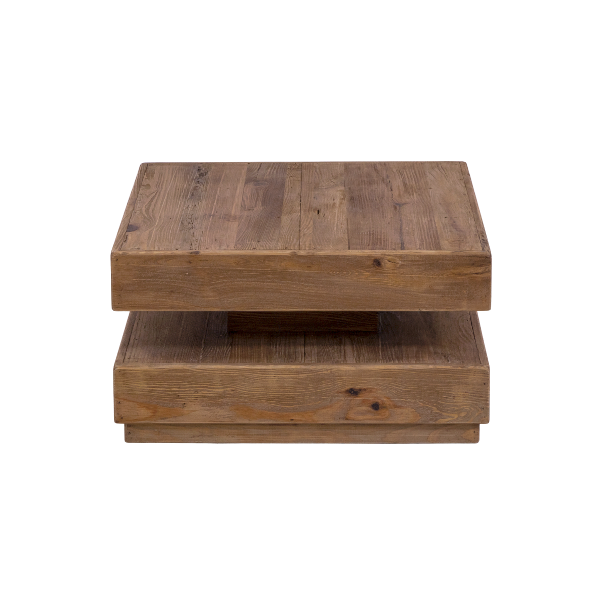 Table basse carrée à double plateau en bois recyclé Blaise