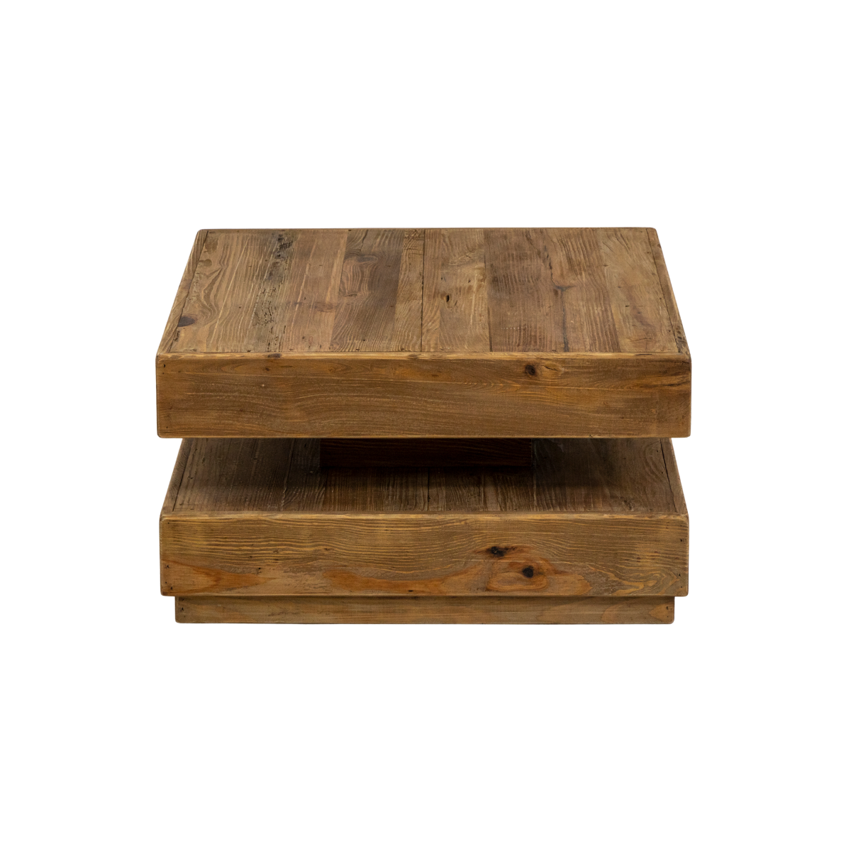 Table basse carrée à double plateau en bois recyclé Blaise