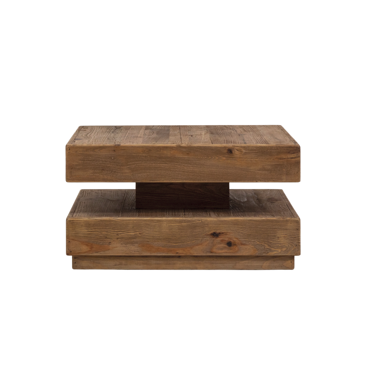 Table basse carrée à double plateau en bois recyclé Blaise